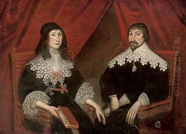 Double portrait of a husband and wife Oil Painting by Wolfgang Heimbach