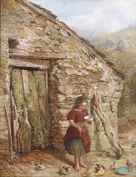 Feeding the chicks Oil Painting by Frederick Henry Henshaw