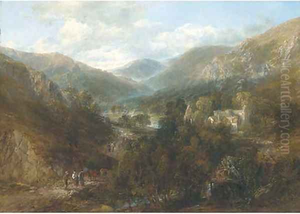 Figures on a path, Crucis Llangollen Oil Painting by Frederick Henry Henshaw