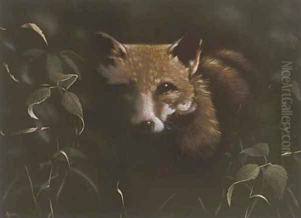 Fox at night Oil Painting by John Higginbotham