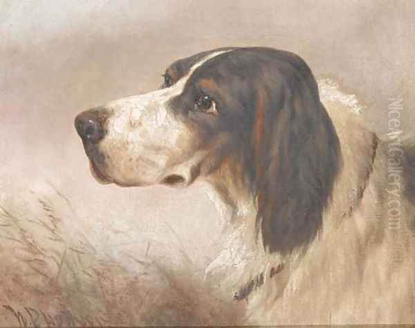 The head of gundog Oil Painting by William Perring Hollyer