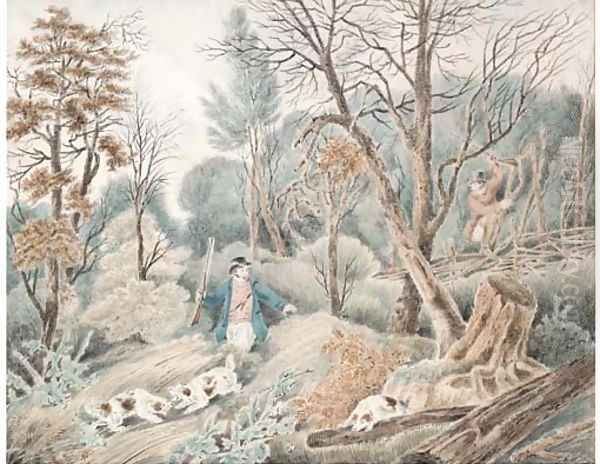 Huntsmen in a wood Oil Painting by Samuel Howitt