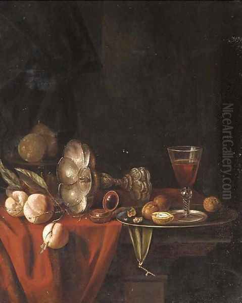 A silver goblet Oil Painting by Willem Claesz. Heda