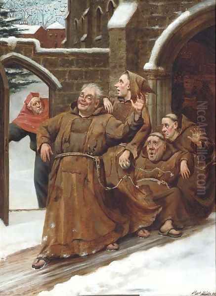 Friar's frolics Oil Painting by Frank Hide