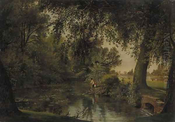 Pond Twickenham Park Oil Painting by George Hilditch