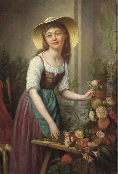 The flower arranger Oil Painting by Louis Casimir Henault