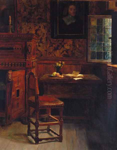 A 17th Century Dutch Interior Oil Painting by Marcel Hess