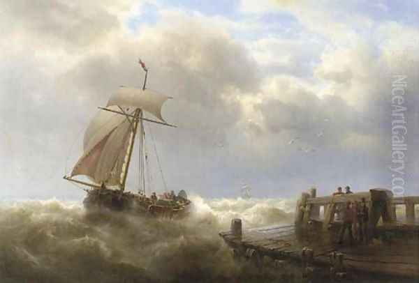 Stormy weather Oil Painting by Franz Johann (Wilhelm) Hunten