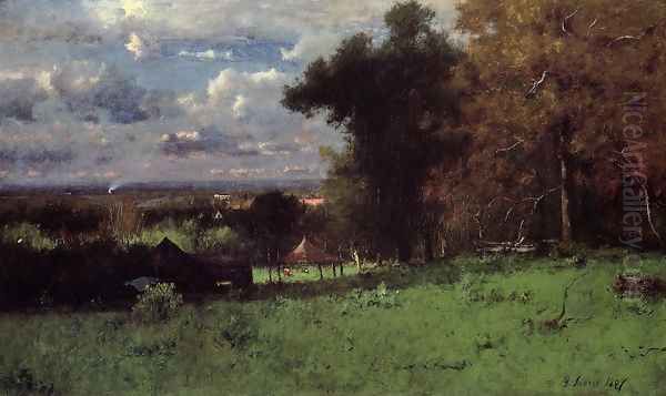 A Breezy Autumn Oil Painting by George Inness