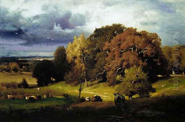 Autumn Oaks Oil Painting by George Inness