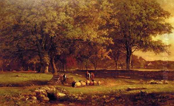 Evening Oil Painting by George Inness