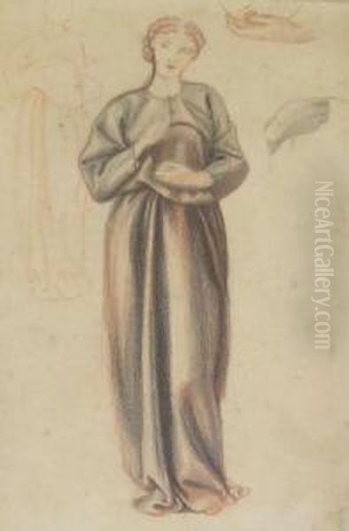 Study Of A Standing Female Figure Oil Painting by Sir Edward Coley Burne-Jones