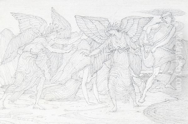 Study For The Escape Of Perseus Bearing The Head Of Medusa Oil Painting by Sir Edward Coley Burne-Jones