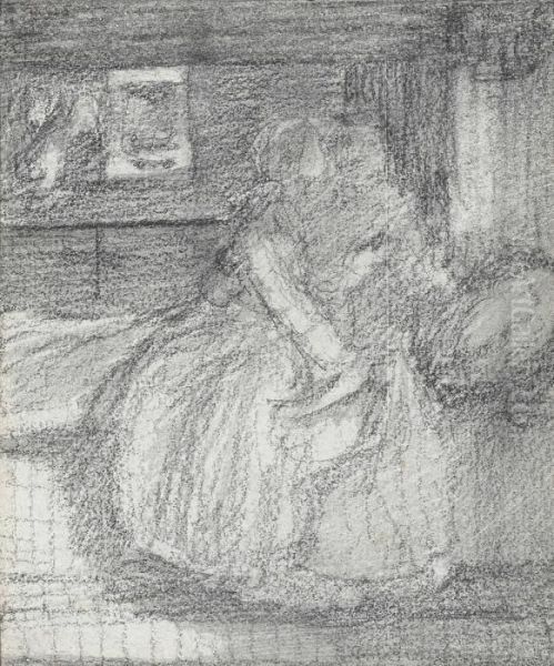 Three Sketches For Figure Oil Painting by Sir Edward Coley Burne-Jones