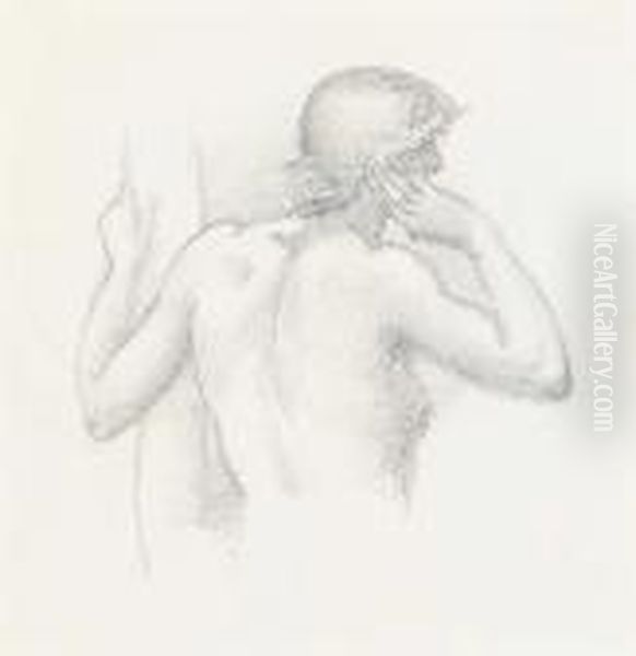 Study Of A Female Nude For 'arthur In Avalon' Oil Painting by Sir Edward Coley Burne-Jones