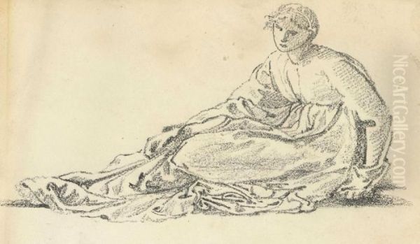 Study Of A Reclining Female Figure Oil Painting by Sir Edward Coley Burne-Jones