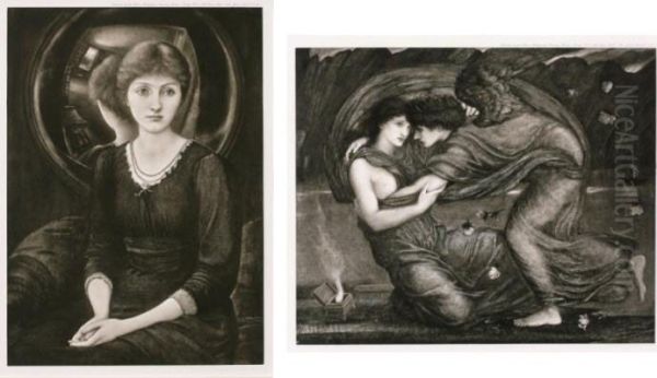 Portrait Of Magaret/ Cupid And Psyche Oil Painting by Sir Edward Coley Burne-Jones