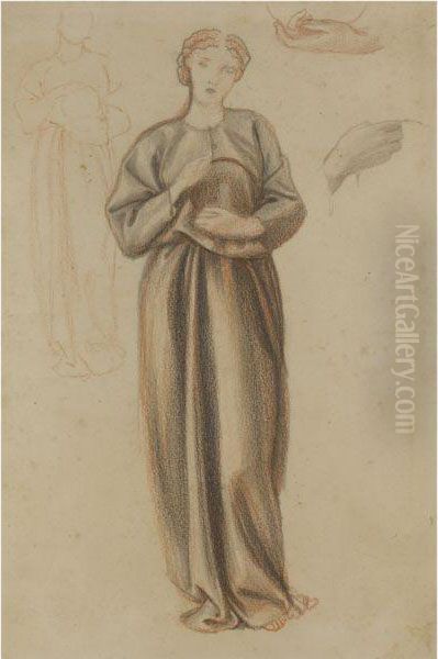 Study Of A Standing Female Figure Possibly For Morgan Le Fay Oil Painting by Sir Edward Coley Burne-Jones