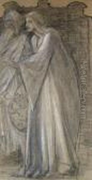 Study Of Robed Figures Standing Below A Moorish Arch Oil Painting by Sir Edward Coley Burne-Jones