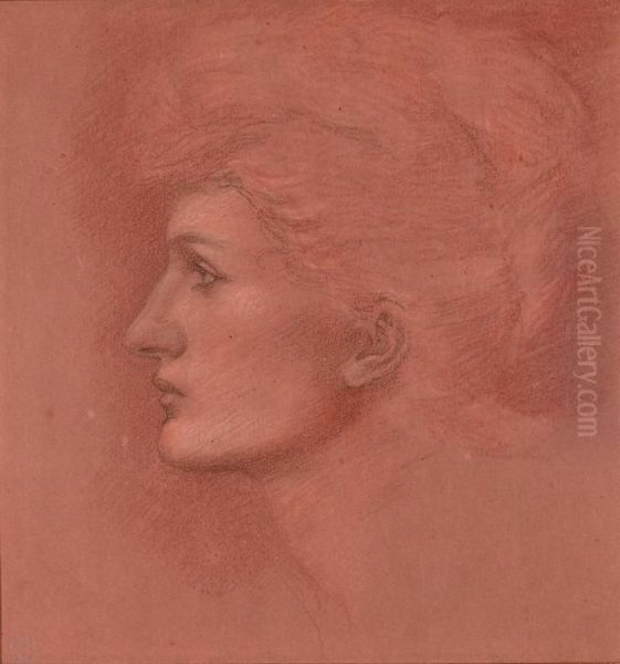 Portrait Head Of Kate Dolan Oil Painting by Sir Edward Coley Burne-Jones