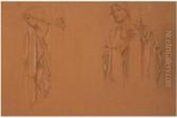 Two Studies For The Last Sleep Of Arthur In Avalon Oil Painting by Sir Edward Coley Burne-Jones