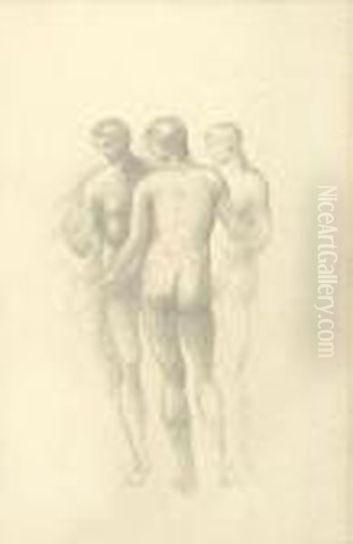 Study Of Nude Figures Oil Painting by Sir Edward Coley Burne-Jones