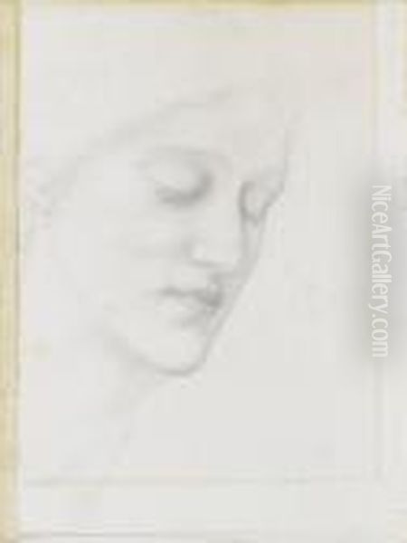 Study Of The Head Of A Girl Oil Painting by Sir Edward Coley Burne-Jones