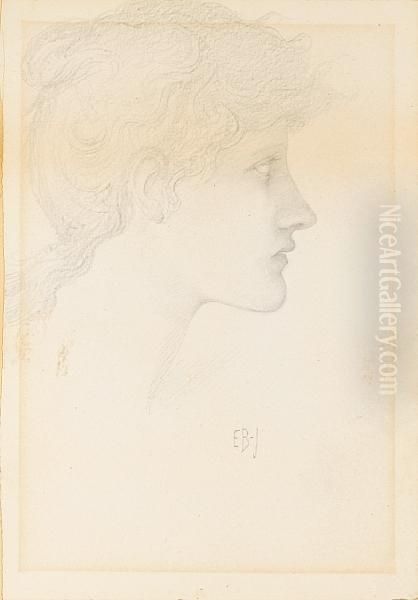 Portrait Head Of Girl In Profile Oil Painting by Sir Edward Coley Burne-Jones