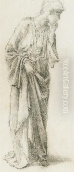 Study For Danae In 'danae And The Brazen Tower' Oil Painting by Sir Edward Coley Burne-Jones