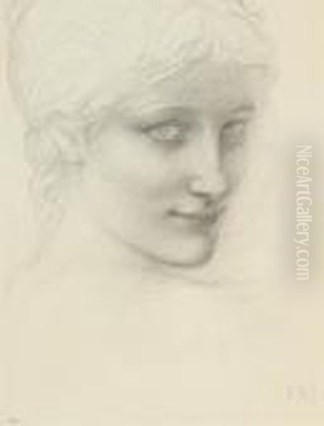 Study For A Head Of A Mermaid In 'the Depths Of The Sea' Oil Painting by Sir Edward Coley Burne-Jones