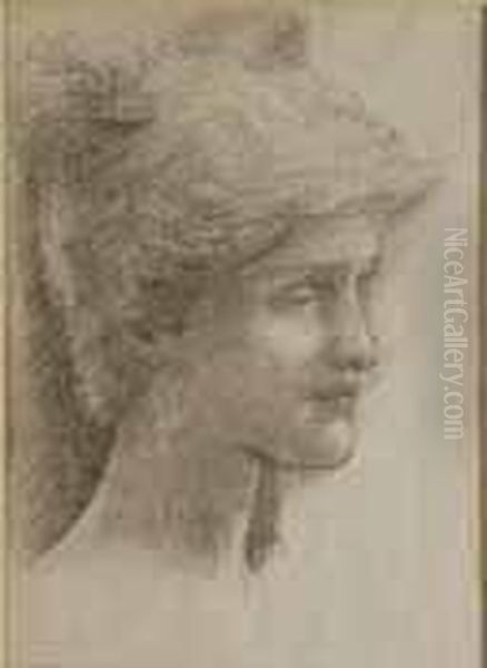 Estudio De Cabeza De Mujer Oil Painting by Sir Edward Coley Burne-Jones