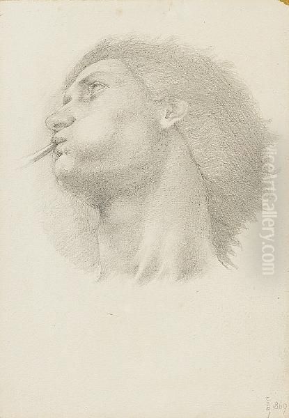 Study For The Head Of Fame In The 'story Of Troy' Polyptych Oil Painting by Sir Edward Coley Burne-Jones