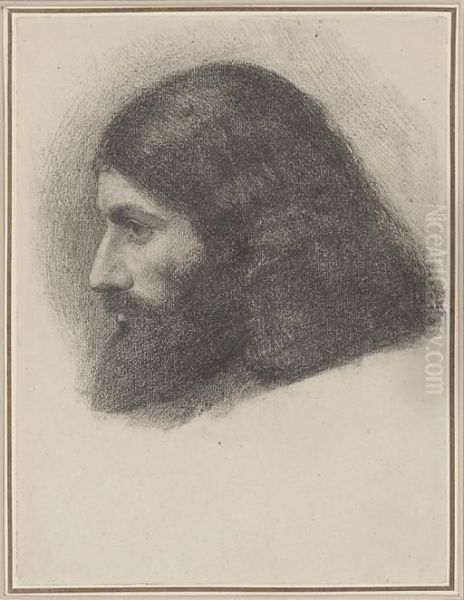 Head Study Of An Armenian Monk, In Profile To The Left Oil Painting by Sir Edward Coley Burne-Jones