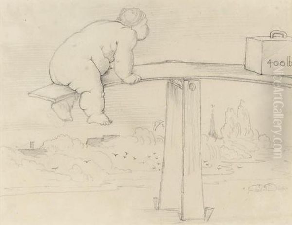 A Large Child On A See-saw Oil Painting by Sir Edward Coley Burne-Jones