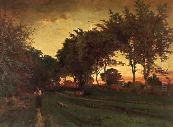 Evening Landscape Oil Painting by George Inness