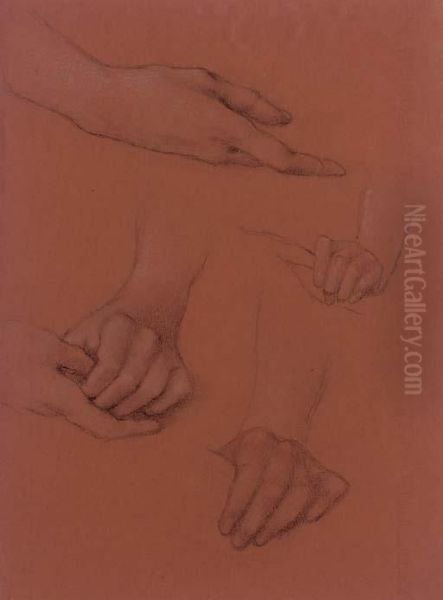 Study Of Hands For The Portrait Of Amy Gaskell Oil Painting by Sir Edward Coley Burne-Jones