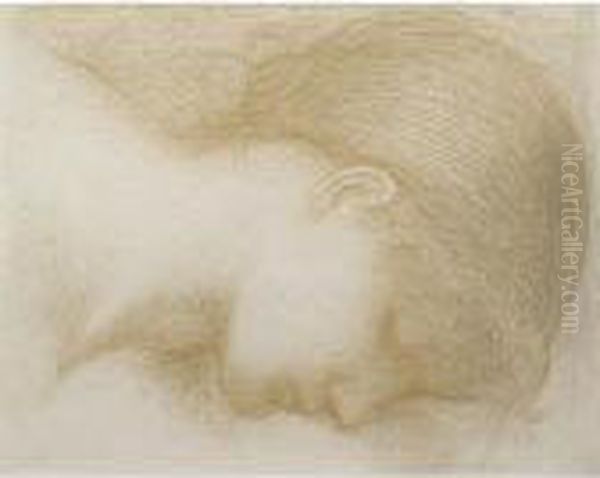 Study For One Of The Handmaidens In Oil Painting by Sir Edward Coley Burne-Jones