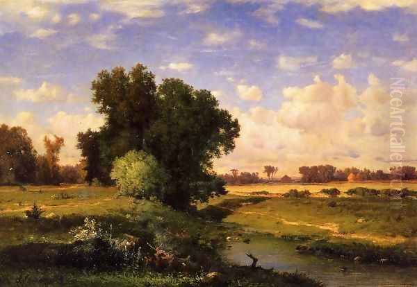 Hackensack Meadows Sunset Oil Painting by George Inness