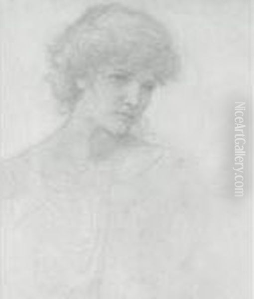 Study Of A Girl's Head Oil Painting by Sir Edward Coley Burne-Jones