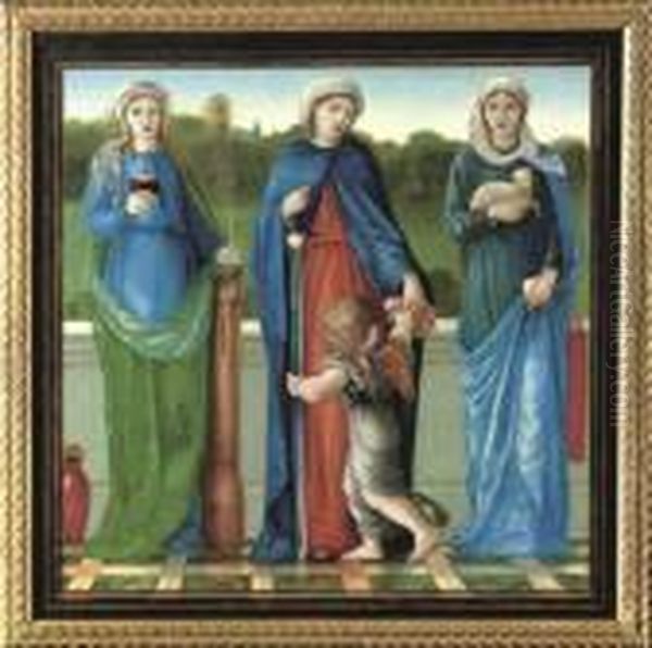 St Barbara, St Dorothy And St Agnes Oil Painting by Sir Edward Coley Burne-Jones