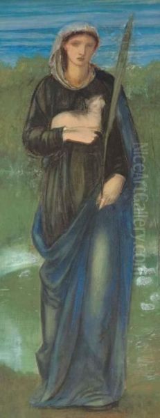 St Agnes Oil Painting by Sir Edward Coley Burne-Jones