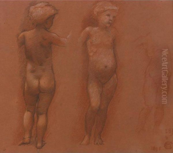 Studies Of A Nude Child Oil Painting by Sir Edward Coley Burne-Jones