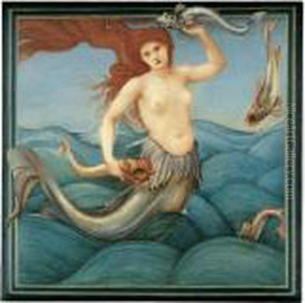 A Sea-nymph Oil Painting by Sir Edward Coley Burne-Jones