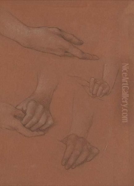 Study Of Hands For The Portrait Of Amy Gaskell Oil Painting by Sir Edward Coley Burne-Jones