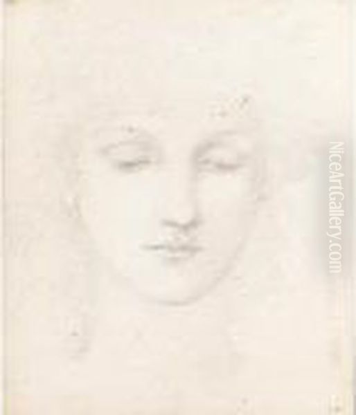 Head Of A Girl Oil Painting by Sir Edward Coley Burne-Jones