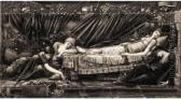 The Rose Bower Oil Painting by Sir Edward Coley Burne-Jones