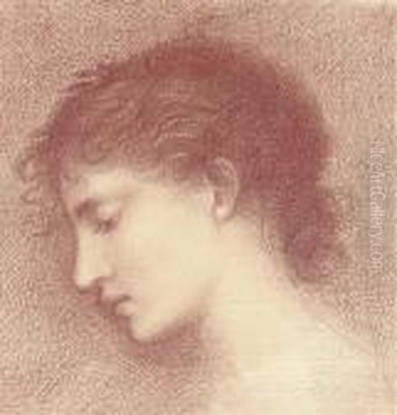 Head-study Of Maria Zambaco, Probably For 'the Wine Of Circe' Oil Painting by Sir Edward Coley Burne-Jones