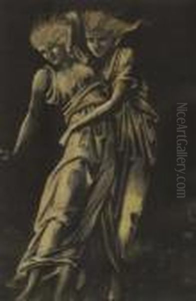 Two Figures Embracing Oil Painting by Sir Edward Coley Burne-Jones