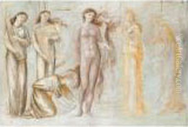 Study For 'the Court Of Venus' Oil Painting by Sir Edward Coley Burne-Jones