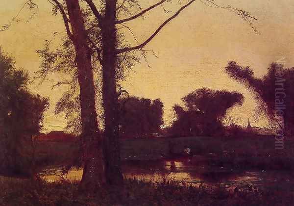 Sunset Oil Painting by George Inness